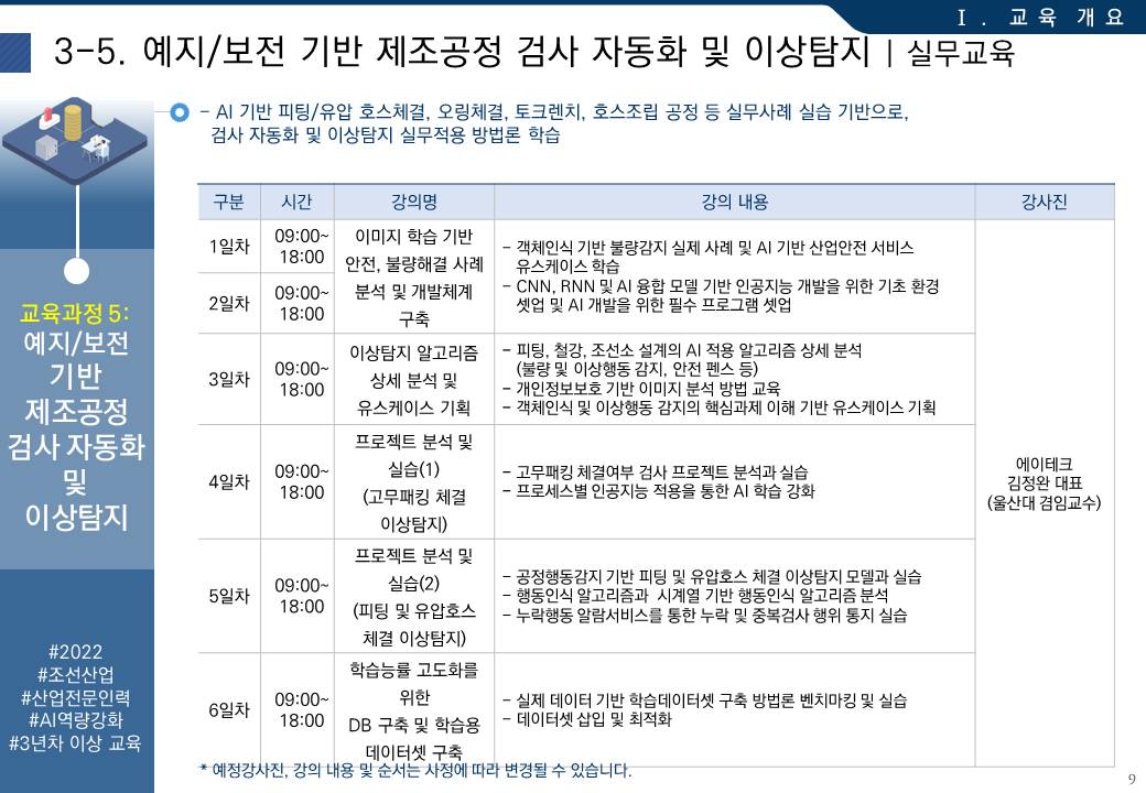 3-5. 예지/보전 기반 제조공정 검사 자동화 및 이상탐지